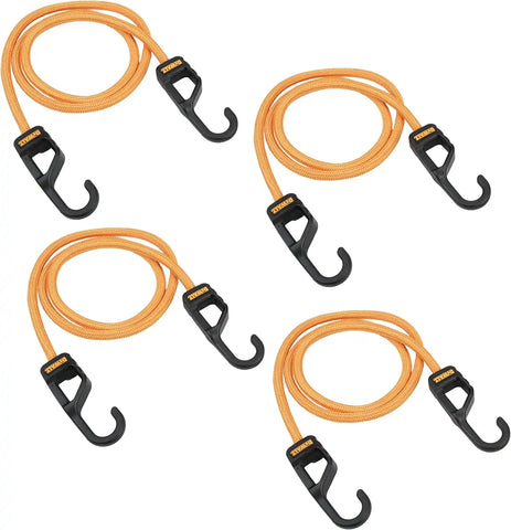DEWALT DXBC300484 Black/Yellow 48” Premium Heavy-Duty Bungee Cords, 4 Pack