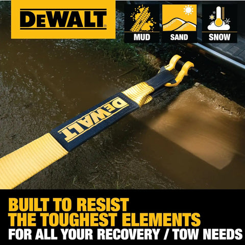 DEWALT DXBC8000-3KIT Heavy Duty Recovery Kit with 3/4" Bow Shackle and 4" x 30' Recovery Tow Strap (40,000 lb Break Strength) - Towing, Winching, Vehicle Recovery