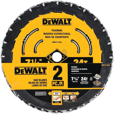 DEWALT Circular Saw Blade, 7 1/4 Inch, 24 Tooth, Wood Cutting (DWA1714242)