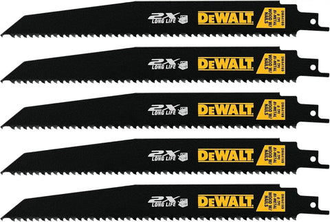 DEWALT 9-Inch Reciprocating Saw Blades, 6 TPI, Demolition, 5 Pack (DWA4169)