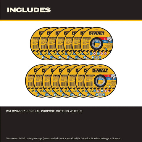 DEWALT 4-1/2 In x .045 in Aluminum Oxide Bonded Abrasive Cut Off Blade with 7/8 in Arbor, 15 Pack General Purpose Cutting Wheels (DWA8051B15)