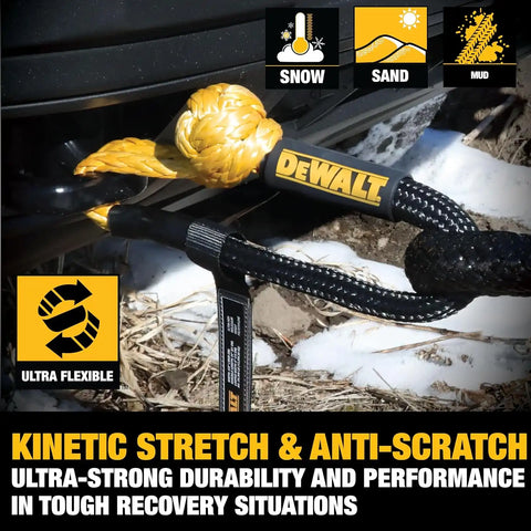 DEWALT DXBC90007 Black/Yellow 3/8” x 24" Kinetic Soft Shackle with 6" Loop - 10,833 lb Safe Working Load / 32,500 lb Break Strength