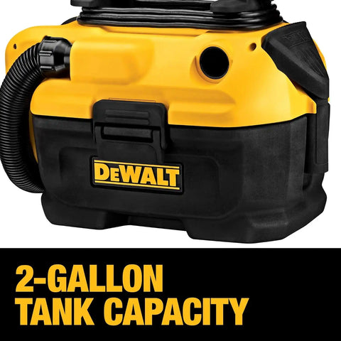 DEWALT 20V MAX Shop Vacuum Wet and Dry, Shop Vac 2 Gallon, Cordless and Corded Wet Dry Vacuum Cleaner, Wide Nozzle, Hepa Filter, Tool Only (DCV581H)