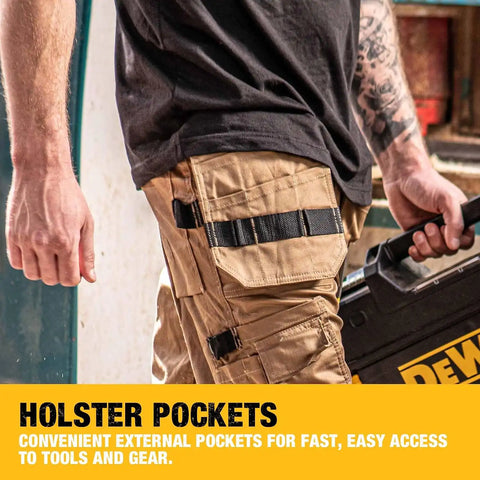 DEWALT Protradesman Men's Loose Fit, Holster Pocket, Cottonpoly Stretch Work Pants