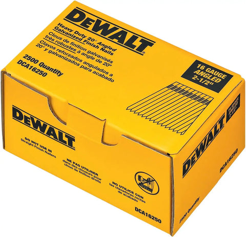 DEWALT Finish Nails, 2-1/2-Inch, 16GA, 20-Degree, 2000-Pack (DCA16250)