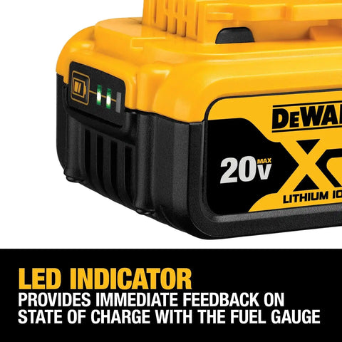 DEWALT 20V MAX Lithium Ion Battery, 2 Ah and 4 Ah, 4-Pack, Fuel Gauge LED Charge Indicators (DCB324-4)