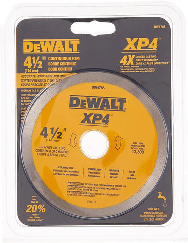 DEWALT Diamond Blade for Porcelain Tile, Wet/Dry, 4-1/2-Inch (DW4765)