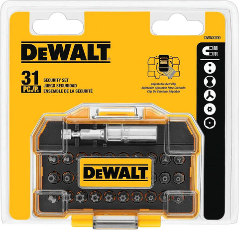 DEWALT Security Bit Set, 31-Piece Screwdriver Bit Set with Case, Universal 1/4 In Hex, Includeds Magnetic-Bit Holder (DWAX200) (Pack of 5)
