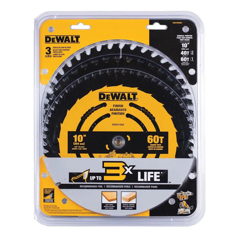 DEWALT 10-inch Miter Saw Blade/Table Saw Blade, 40T and 60T General Purpose Combo (DWA110CMB) 2 Count (Pack of 5)