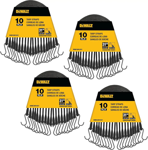 DEWALT DXBC3001031-40 Black 31" Rubber Tarp Straps, 40 Pack