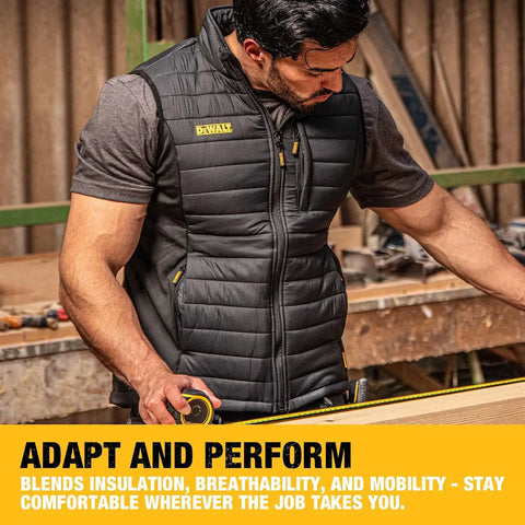 DEWALT Men's Hybrid, Polyester with Stretch, Insulated, Regular Fit Work Vest