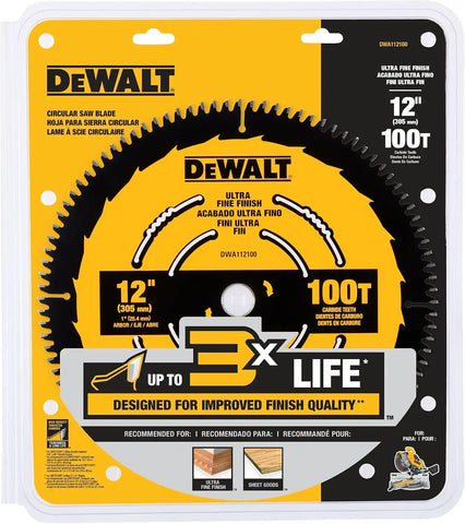 DEWALT Miter Saw Blade, 12 inch, 100 Tooth, Fine Finish, Ultra Sharp Carbide (DWA112100)