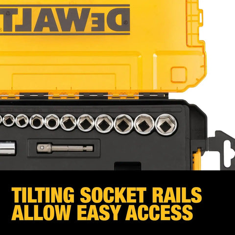 DEWALT Socket Set, 1/4-Inch & 3/8-Inch Drive, SAE/Metric, 34-Piece (DWMT73804)