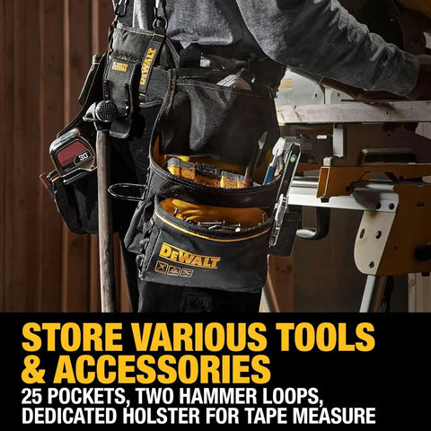 DEWALT Professional Tool Belt Organizer With Suspenders and 25 Pockets, Heavy Duty Construction (DWST540602)