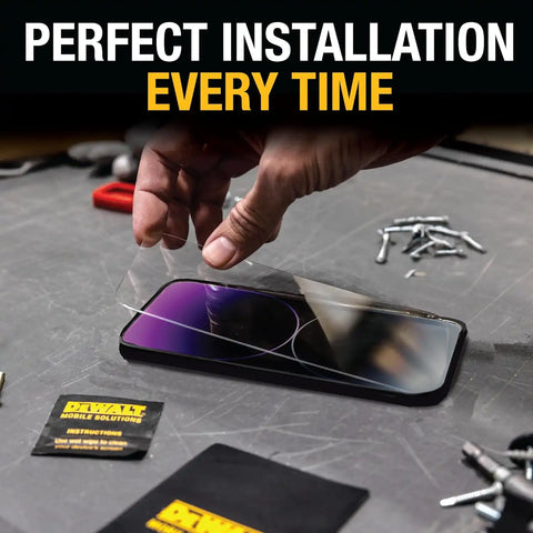 DEWALT Glass Screen Protector for iPhone — Apple Compatible Tempered Glass Screen Protector — Easy Install Screen Protection for iPhone — Applicator Included — 2-Pack (iPhone 16 Pro)