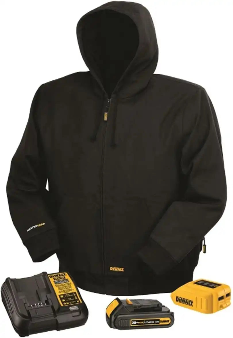 DEWALT DCHJ061C1-L 20V/12V MAX Black Hooded Heated Jacket Kit, Large