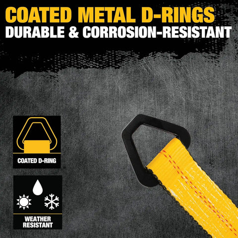 DEWALT DXBC80004 Black/Yellow 2" x 24" Premium Axle Tie Down Strap (10,000 lb Break Strength) - Heavy Duty for Truck, Trailer, ATV, UTV