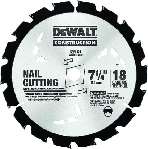 DEWALT Circular Saw Blade, 7 1/4 Inch, 18 Tooth, Wood Cutting (DW3191)