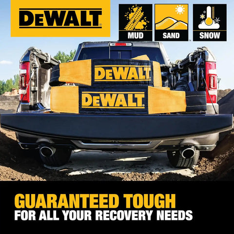 DEWALT DXBC7500050 Black/Yellow 6”x 50’ Tow and Recovery Strap with Looped Ends - 2-Ply / 25,000 LBS Safe Working Load / 75,000 LBS Break Strength