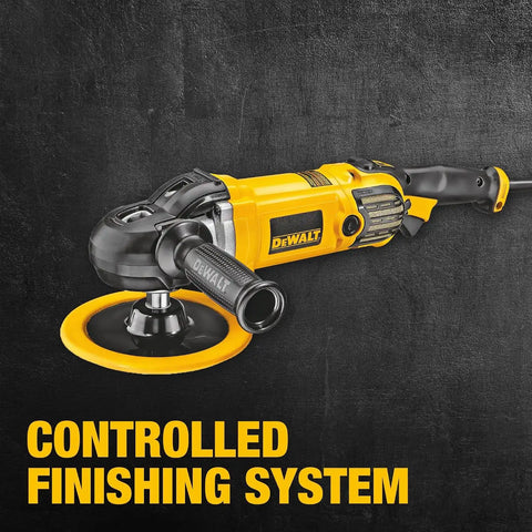DEWALT Buffer Polisher, 7-in-9-in, 12 amp, Variable Speed Dial 0-3,500 RPM’s, Soft Start Corded Car Buffer (DWP849X)