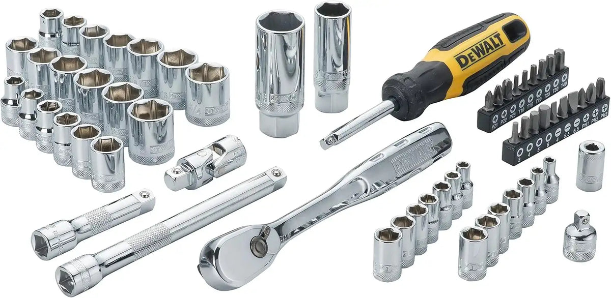 DEWALT 3/8" & 1/4" Drive Socket Set, 61-Piece 6-Point SAE & Metric (DWMT19257)