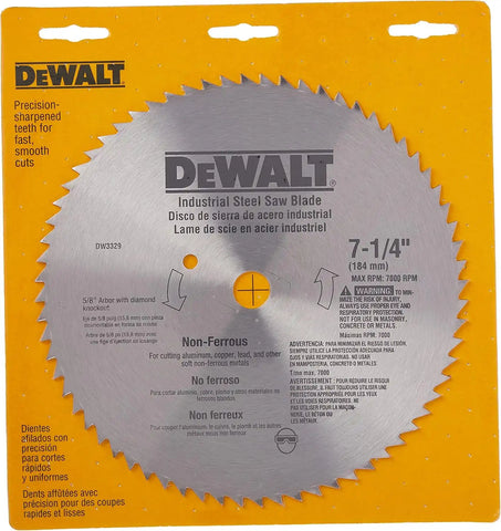 DEWALT Circular Saw Blade, 7 1/4 Inch, 68 Tooth, Metal Cutting (DW3329)