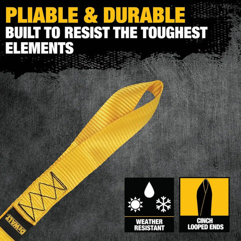 DEWALT DXBC80002 Black/Yellow 1.7" x 18" Deluxe Soft Loops - Heavy-Duty Cargo Bracing (11,000 lb Break Strength), 4 Pack