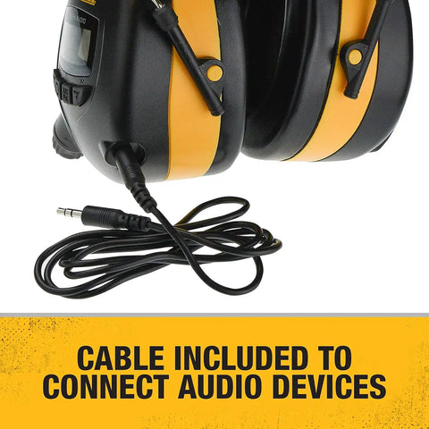 DEWALT DPG15 Hearing Protection Earmuffs with AM/FM Radio, LCD Display, 8 Presets, 3.5mm Aux, NRR 25dB