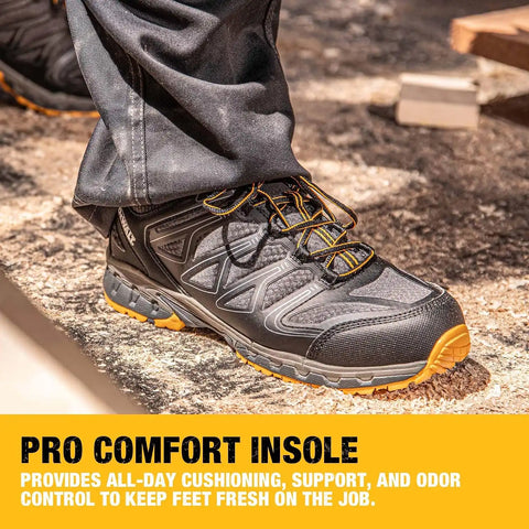 DEWALT Boron Men's Lightweight Aluminum Toe Safety Work Shoes – Slip Resistant, Breathable Mesh, ASTM Certified, Comfortable for Construction & Warehouse