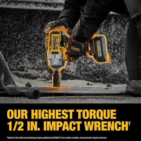 DEWALT 20V MAX XR 1/2 Inch Cordless Impact Wrench Kit with Hog Ring Anvil, Battery and Charger Included (DCF961GP1)