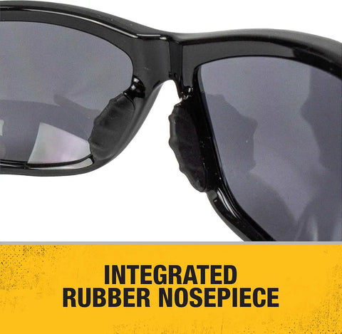 DEWALT DPG94-6C Dominator™ Z87+ Safety Glasses – Black Full Frame & Silver Mirror Lens – Rubber Temples & Nosepiece – 1 Pair