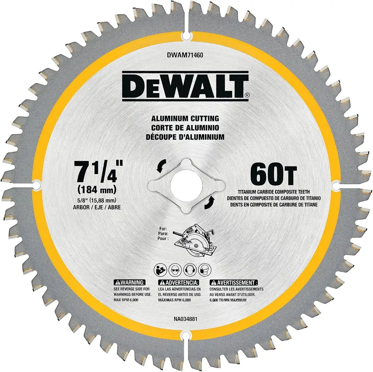 DEWALT 7-1/4In 60T Aluminum Saw Blade (DWAM71460)