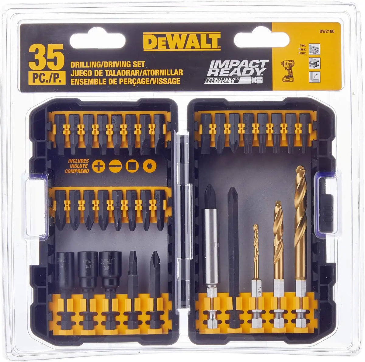 DEWALT Impact Driver Bit Set, Drilling/Driving, 35-Piece (DW2180)