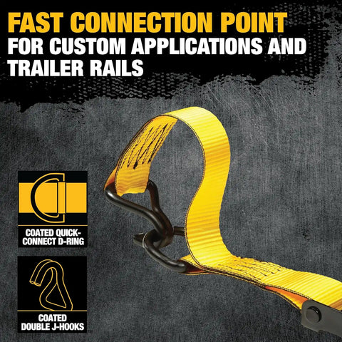 DEWALT DXBC33004 Black/Yellow 1.5" x 16' Ratchet Tie Down Straps - Mid-Weight Cargo Hauling (3300 lb Break Strength), 4 Pack