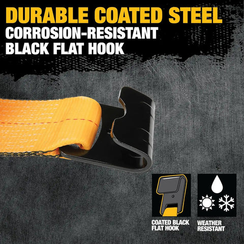DEWALT DXBC90090 Black/Yellow 4" x 30' 16,500 Winch Strap - 5,500 lb Safe Working Load / 16,500 lb Break Strength