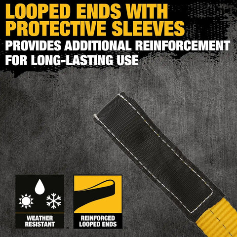 DEWALT DXBC90085-2 Black/Yellow 2” x 16’ Heavy Duty Lifting Sling - 2 Ply X 6,400lbs Vertical Weight Capacity / 12,800 lb Basket Weight Capacity, 2 Pack